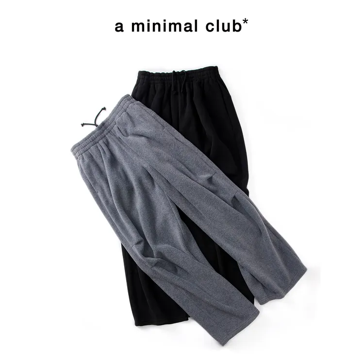a minimal club复古摇粒绒卫裤直筒裤膝盖立体双褶宽松冬AM5BSP05
