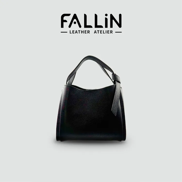 FALLIN法琳 2025新款女真皮手提斜挎荔枝纹菜篮子水桶包FL1002