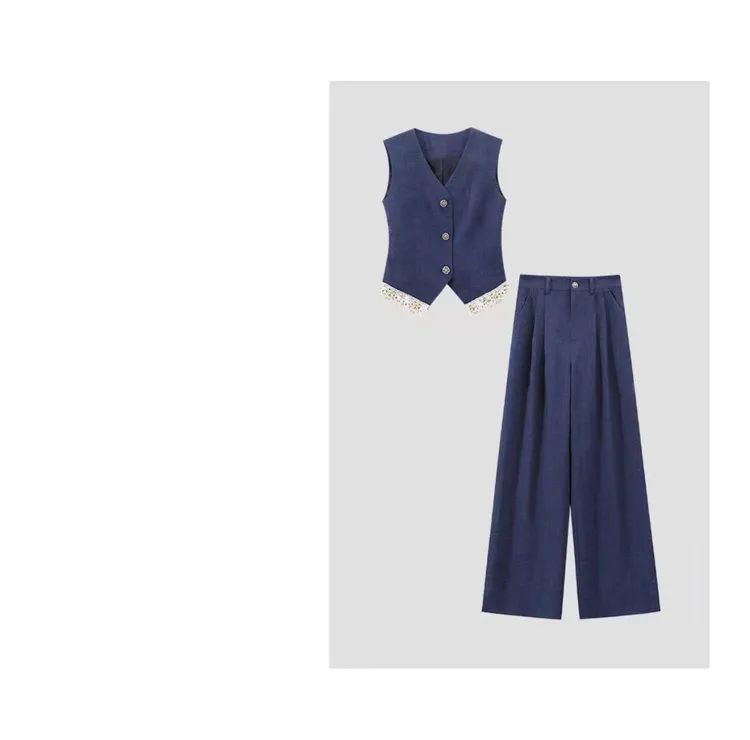 M193 夏季2025新款轻奢老钱风时尚马甲套装