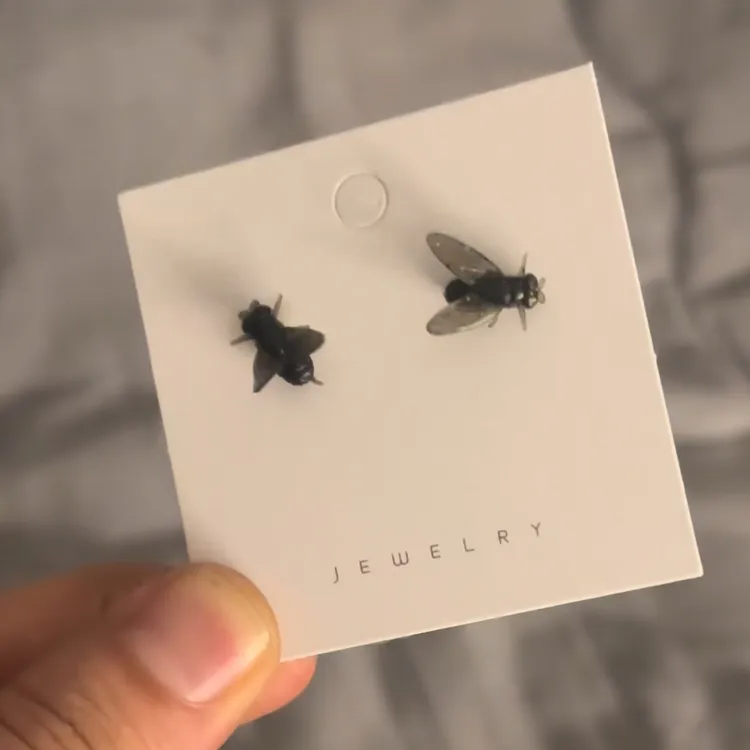【荔枝】苍蝇耳/钉仿真搞怪黑色迷你耳饰整蛊小众昆虫耳/钉饰品