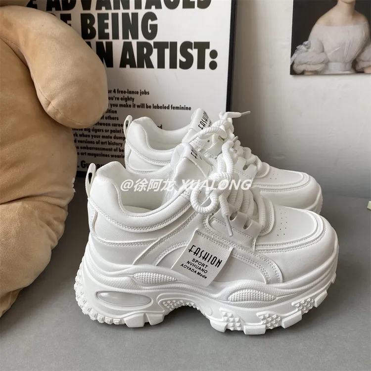 2025新款9CM厚底老爹鞋女百搭增高小个子松糕运动鞋子内增高女鞋