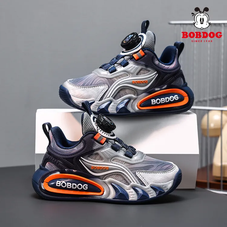 Bobdog/巴布豆男童运动鞋2025春秋新款中大童皮面儿童时尚篮球鞋