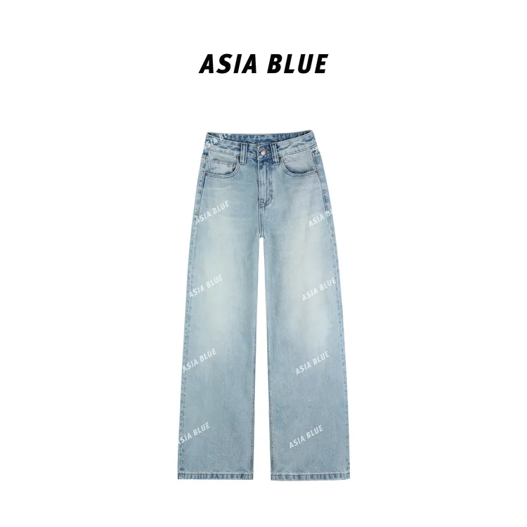 【ASIA BLUE】 · 木里 ·秋季无弹复古洋气百搭直筒阔腿牛仔裤