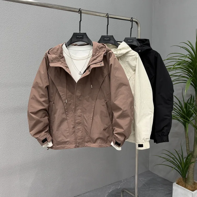 2025秋季新款男士连帽夹克外套加棉冬季二棉休闲百搭工装上衣棉服