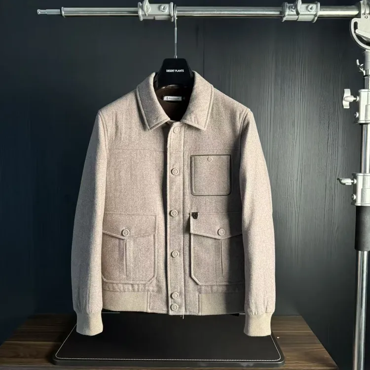 老钱风|男士冬季新款老钱风时尚山羊绒混纺羽绒服短款男款夹克