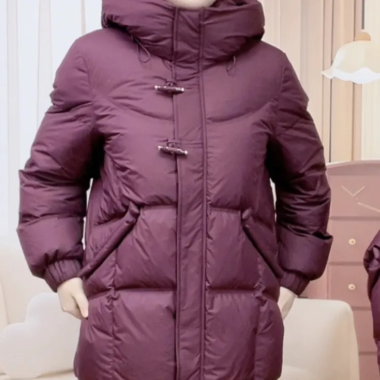 608款时尚洋气连帽中长款加厚白鸭绒