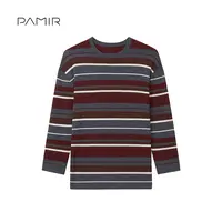 【叶可可】PAMIR春夏新款女士圆领精纺羊毛条纹长袖针织衫 PZ600