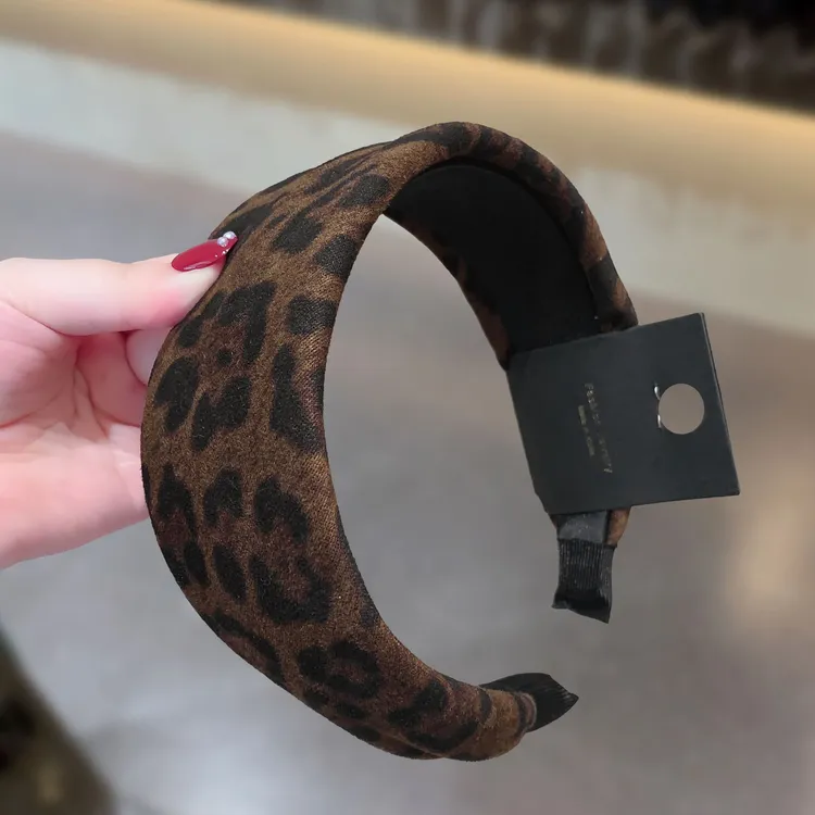 复古豹纹海绵发箍女气质高颅顶压发头箍不勒头发捆高质量发卡发饰