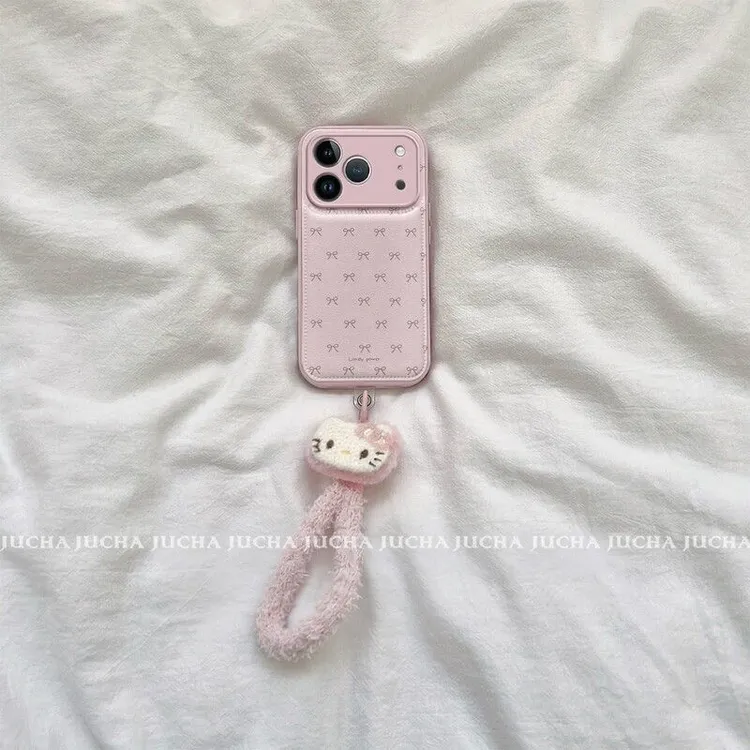 适用粉色蝴蝶结苹果17promax手机壳高颜值颜控iphone16暖色系15可