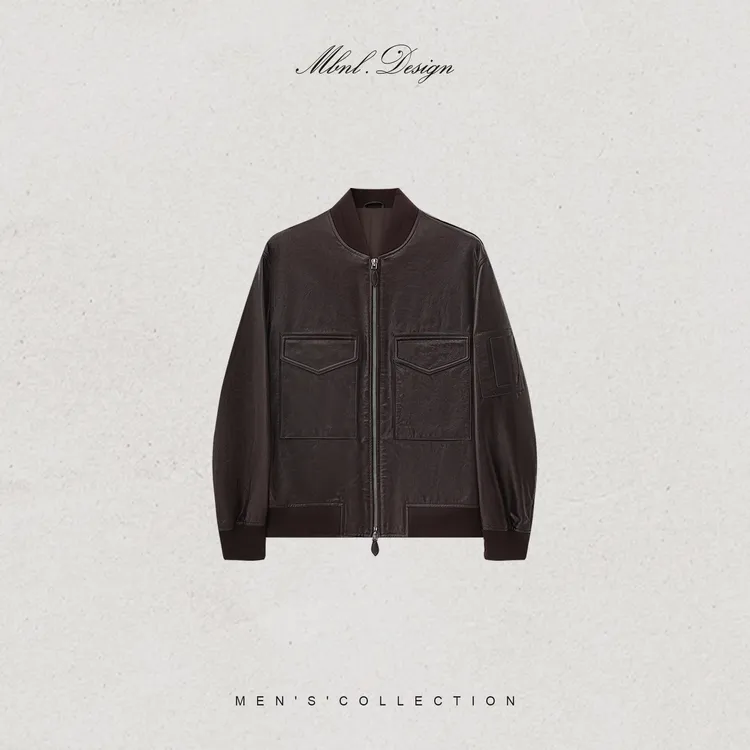 MBNL-F「Bruchburn」秦磊男装100山羊皮赫本油封皮衣LL-WWT0098