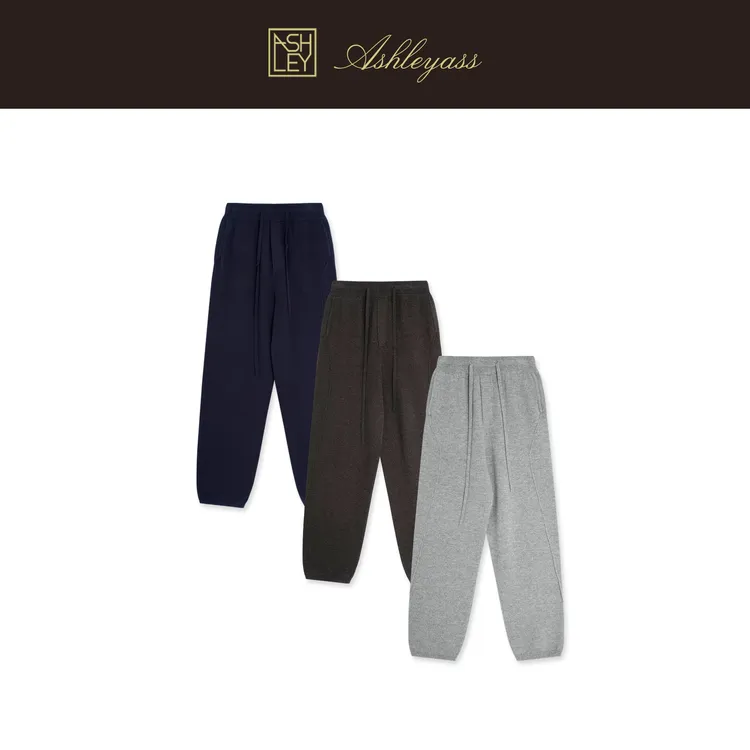 【ASHLEYASS】“软暖羊毛抽绳裤”磨毛工艺舒适百搭休闲裤LSK251650W
