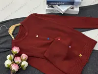 【红色彩扣开衫】早秋新款时尚长袖针织上衣QC5141