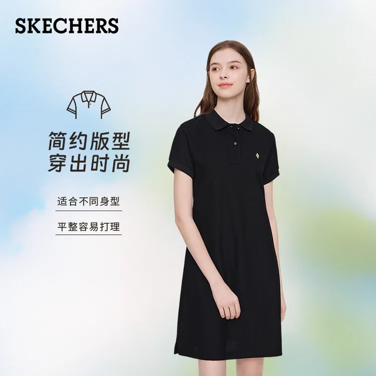 斯凯奇连衣裙polo领裙子千金清冷感贵系衣服百搭老钱风知性通勤装