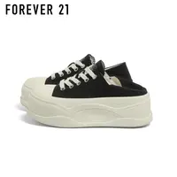 F21半拖鞋透气增高6cm厚底时尚百搭休闲显脚小增高鞋秋天帆布鞋女
