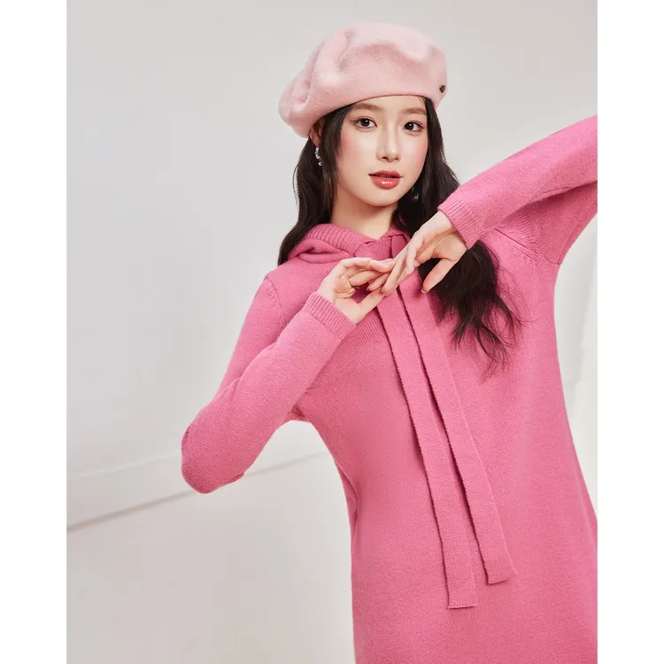 IEF/爱依服2025秋冬新款韩系氛围感毛织长卫衣流光风温柔女人味