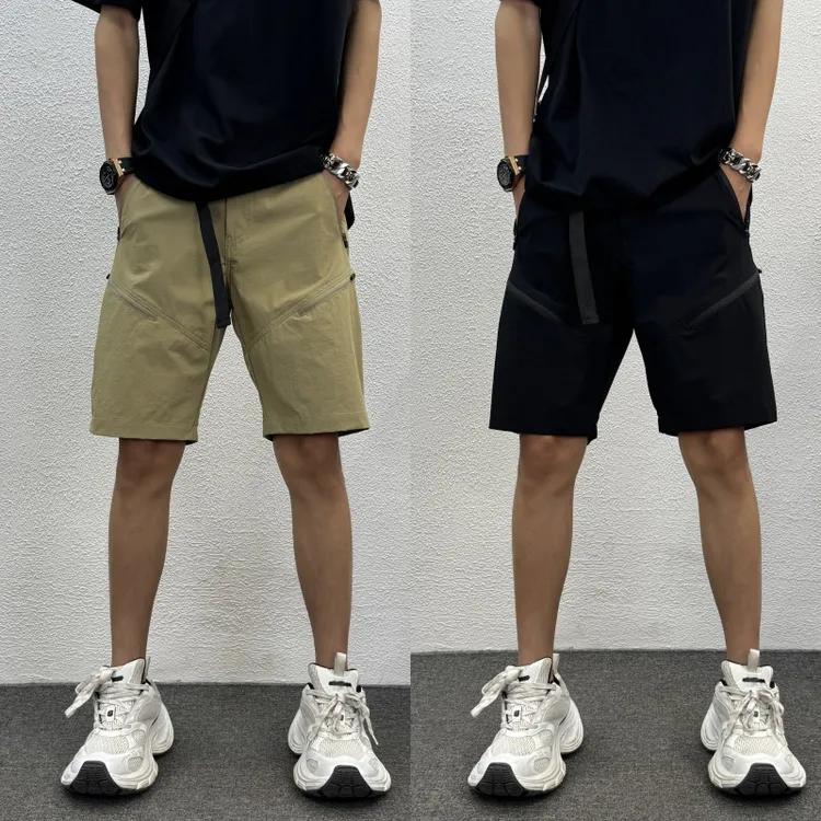 男士薄款休闲裤2025夏季痞帅短裤大气流行直筒中裤户外运动沙滩裤