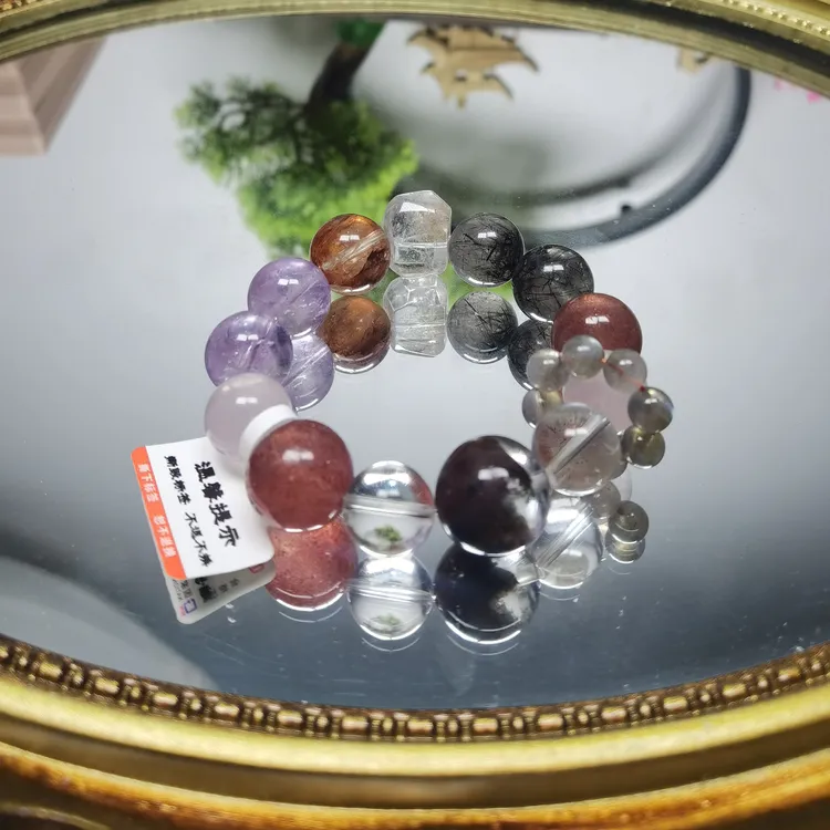【一号链接】水晶彩宝天然水晶手串手链文玩珠宝玉石手工手串批发