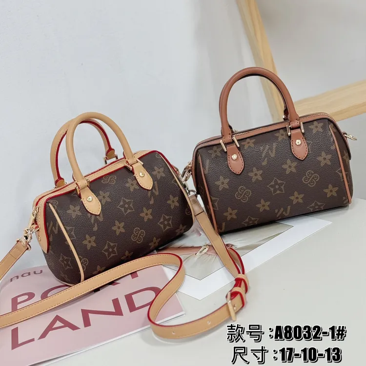 优草坊女包2025新款老花枕头包波士顿高品质经典百搭单肩斜挎包