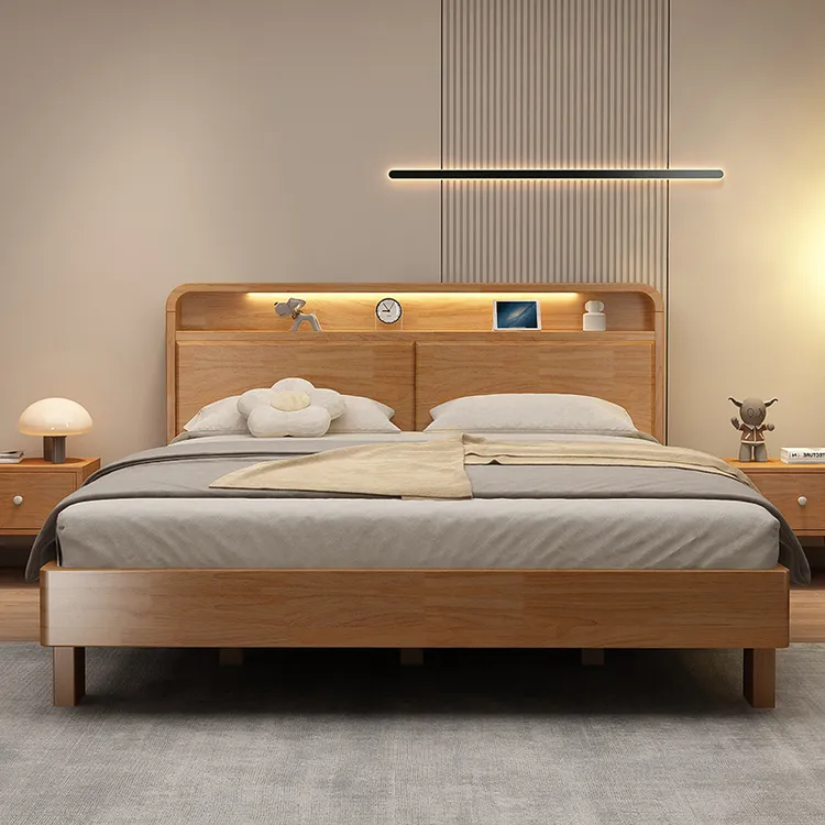 包安装实木床家用卧室北欧单双人民宿1.2米1.5米1.35米1.8米大床