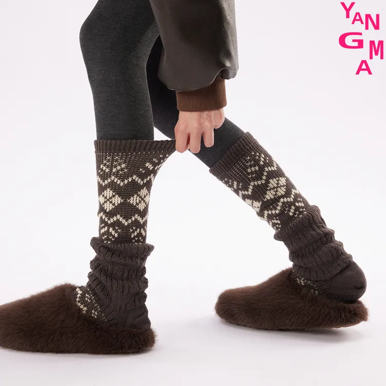YANGMA费尔岛袜子女秋冬堆堆袜踩脚袜套爆款配鲨鱼裤腿套501101