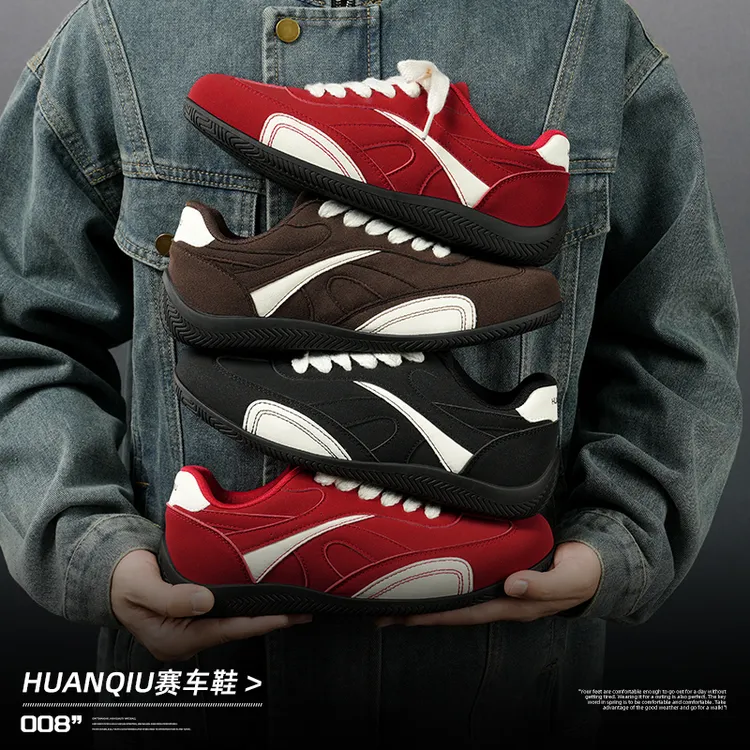 双11好物环球赛车鞋男2025秋冬新款薄底内增高百搭休闲开车德训鞋