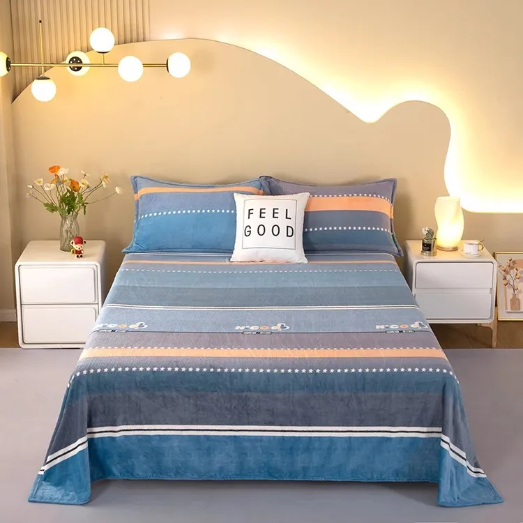 牛奶绒床单加绒加厚冬季毛绒毯子法兰绒珊瑚防滑宝宝绒单双人被单