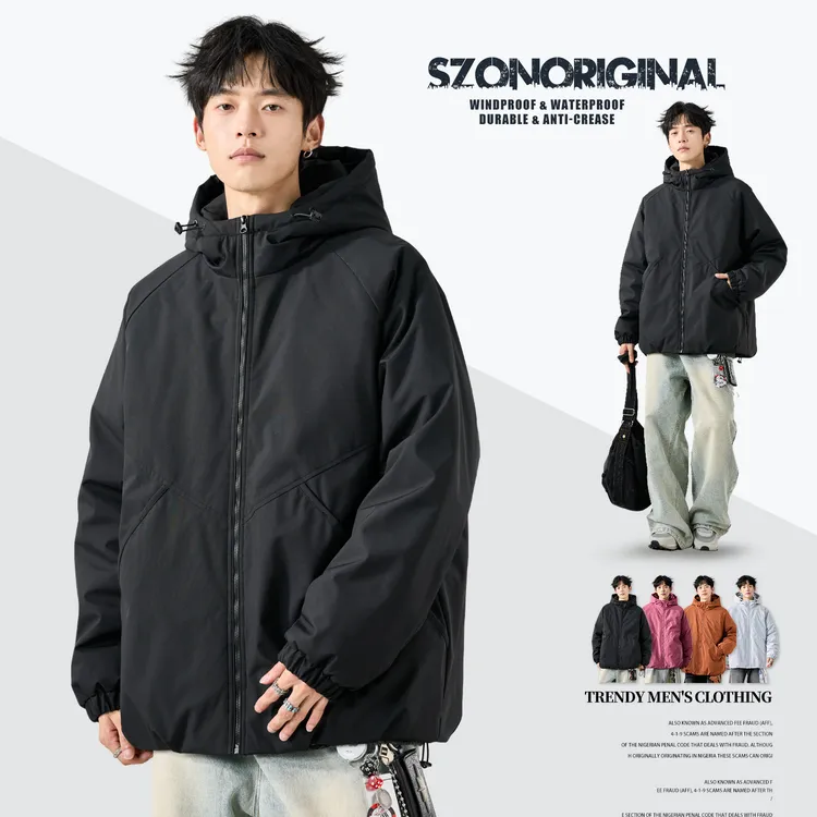 棉服男装秋冬款户外运动休闲工装冲锋衣美式vibe加厚保暖连帽外套