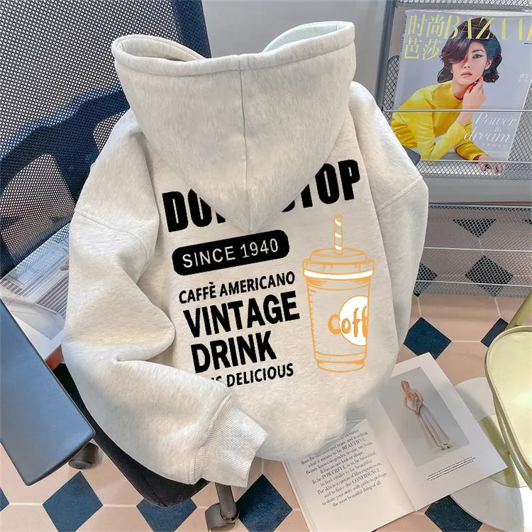 纯棉中大童装连帽卫衣简约男女儿童上衣2025春秋冬加绒百搭外套潮