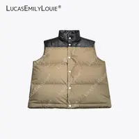 LUCASEMILYLOUIE欢姐0220保暖撞色拼皮90鹅绒立领马甲2411141