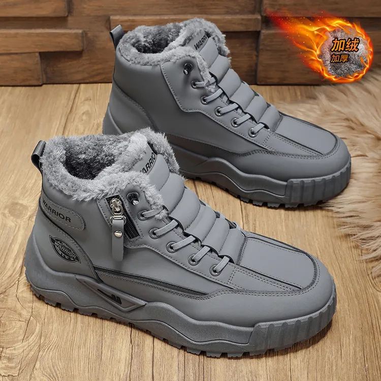 Warrior/回力工装鞋高帮圆头大棉系带加绒加厚高帮板鞋高帮男鞋