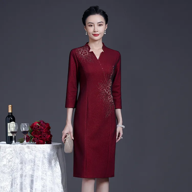 高档收腰显瘦洋气丈母娘婚宴礼服国庆节高贵婚庆礼服妈妈装