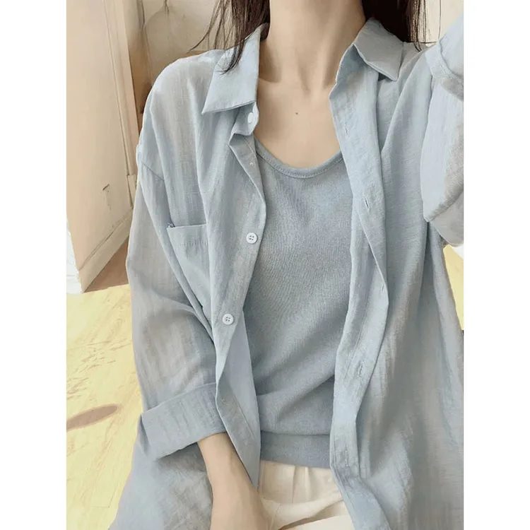 2025年夏季新款法式气质时尚休闲薄款防晒衬衫设计感小众通勤上衣