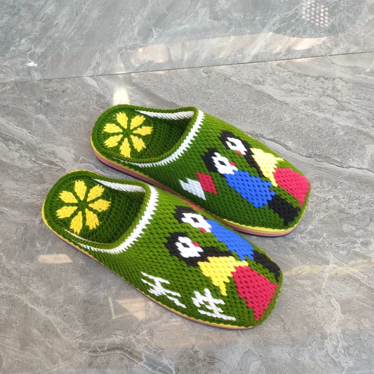 手工编织毛线拖鞋成品居家防滑耐磨情侣款舒适鞋