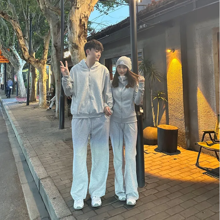 情侣秋冬季加绒厚款休闲运动套装时尚韩版帽衫瑜伽时尚