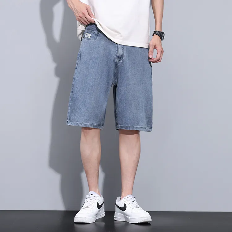 莱赛尔100%休闲男款中裤男装牛仔短裤新款2024牛仔裤薄款弹力五分