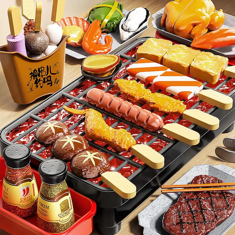 儿童过家家迷你厨房仿真烧烤火锅玩具食物做饭套装男女孩生日礼物