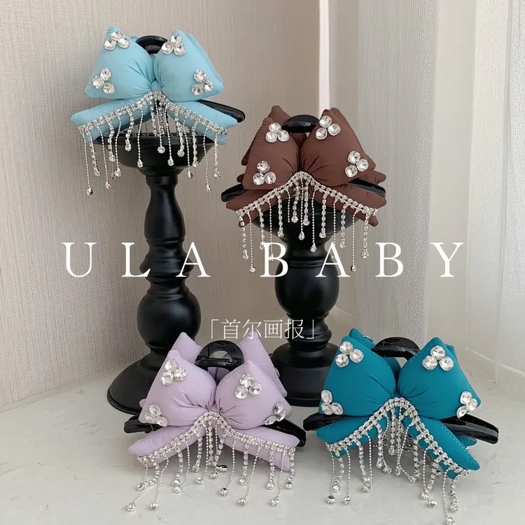 【喜儿ula】8-24-4「首尔画报」时尚蓬蓬蝴蝶结流苏精致鲨鱼抓夹