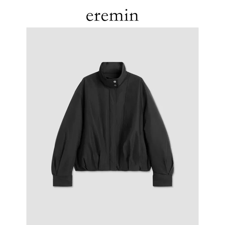 DE Mincollection两穿短羽绒/两面穿简约立领保暖白鹅绒羽绒服