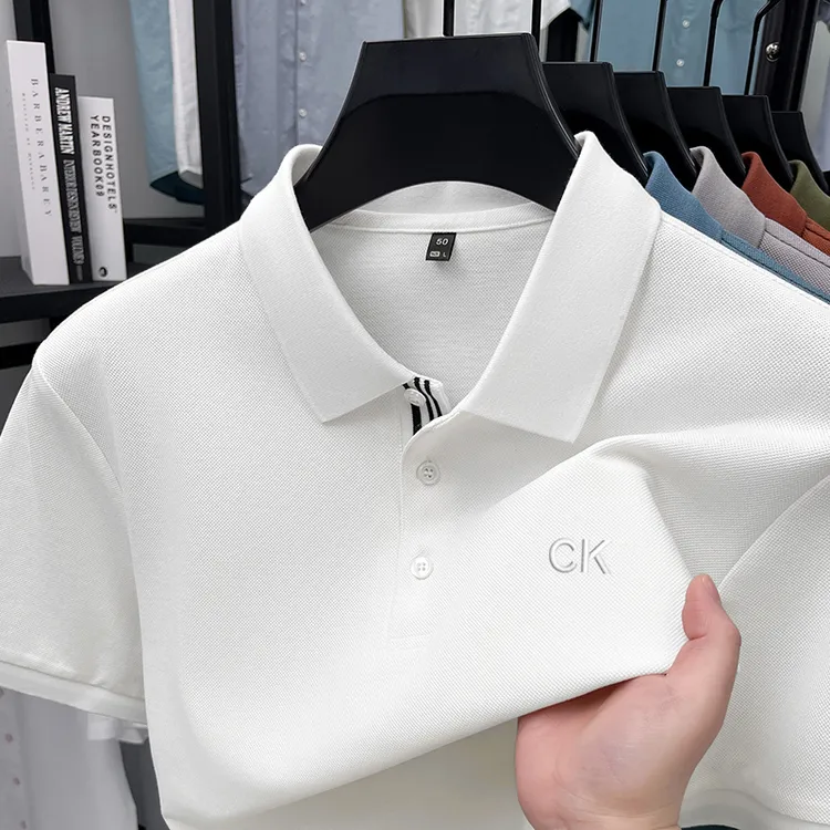 ck正品夏季短袖商务休闲刺绣Polo衫男士常规百搭棉质翻领T恤上衣