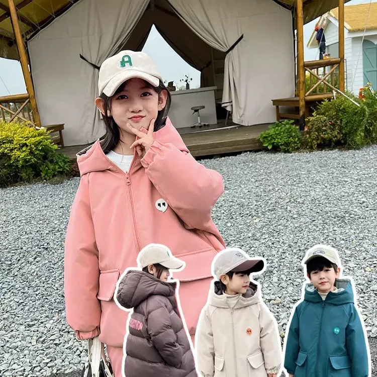 2025儿童棉服两面穿中长款韩版男女童加厚冬外套过膝长款防风