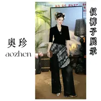 ao zhen 时髦艺术层次感穿搭印花蕾丝腰封裙裤遮肉显瘦裤子