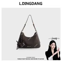 【刘叮当甄选】【烟棕月袋】新款经典时尚休闲百搭单肩包托特包F-403