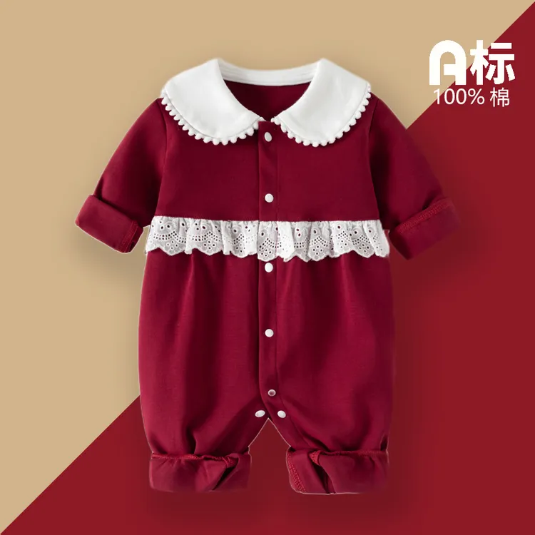 新生儿衣服纯棉长袖初生宝宝婴儿连体衣薄款春秋季满月爬爬服哈衣