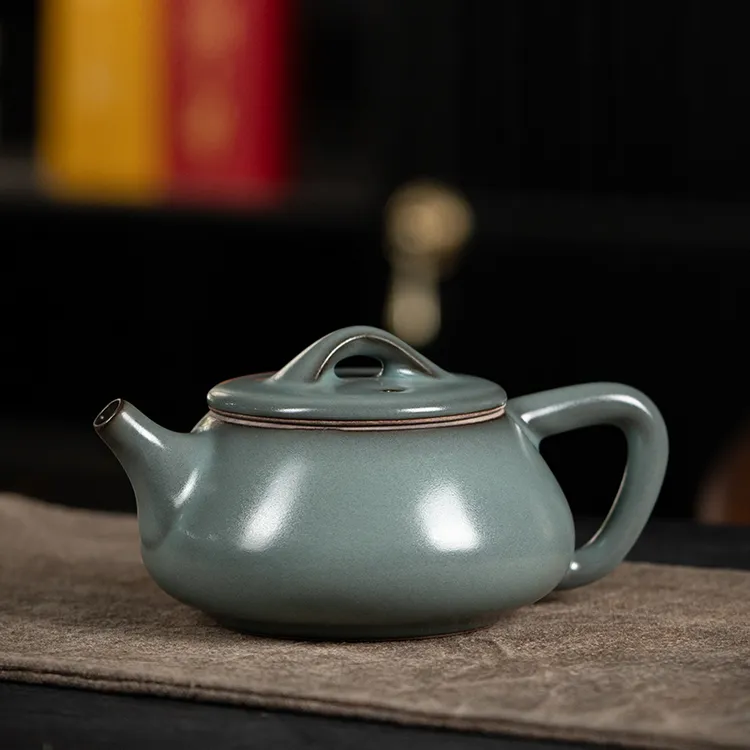 锋子汝窑铁胎石瓢壶 陶瓷功夫茶具泡茶壶 纯手工制作高端茶器家用
