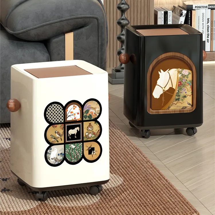 客厅方形翻盖垃圾桶家用卧室卫生间带盖纸篓高档轻奢高颜值垃圾筒