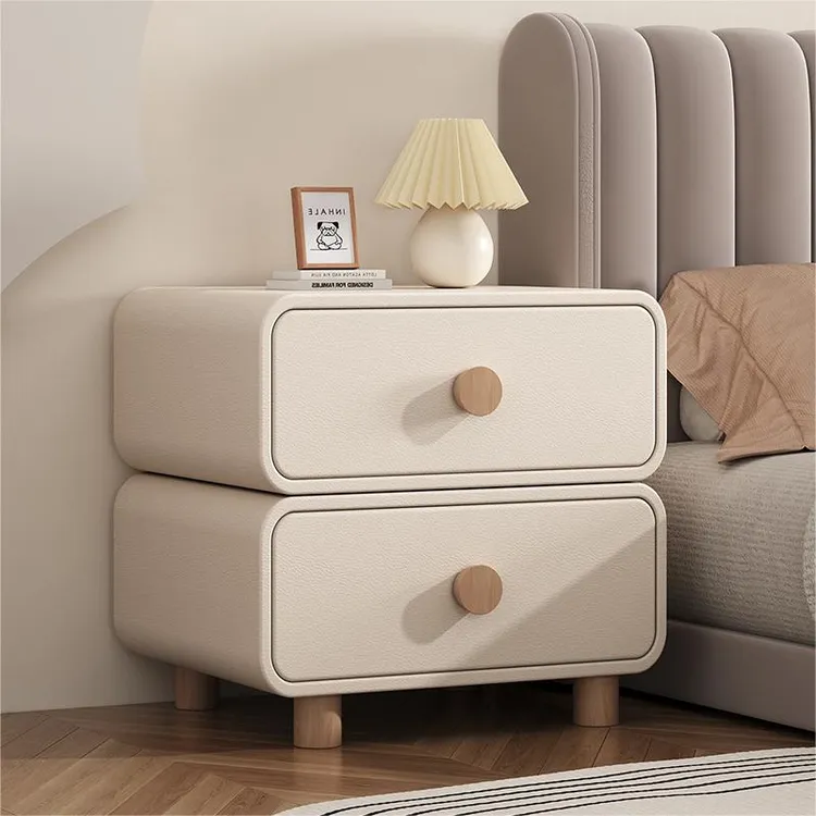 实木床头柜简约现代卧室家用小型收纳柜轻奢风高级感奶油风小柜子
