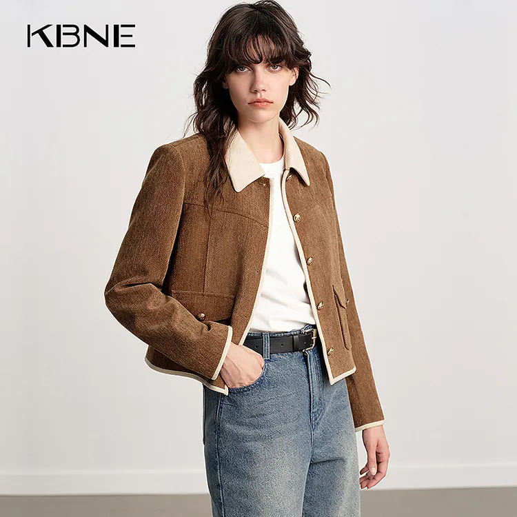 KBNE外套女秋季外套爆款2025新款百搭复古丝绒翻领韩系洋气外套女