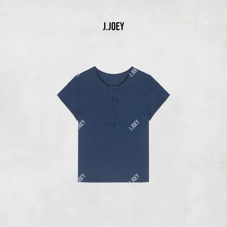 J.JOEY “100棉”时尚极简风夏季纯色宽松圆领百搭短袖T恤 0933