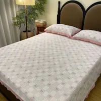 【雅趣】桃桃乐园  花边款 全棉柔软 防滑榻榻米床盖三件套件