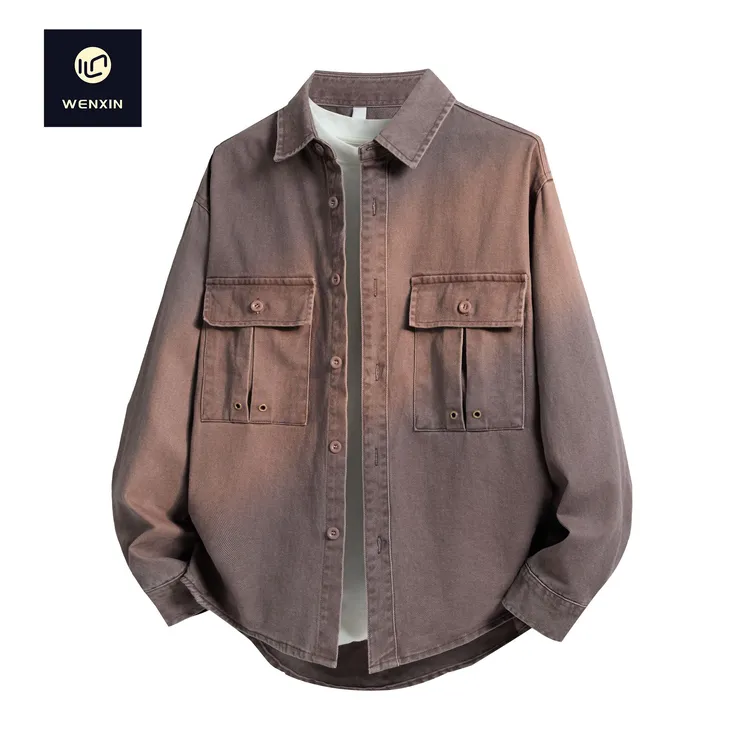 【文心】【360g纯棉牛仔】【美式复古】秋季潮牌宽松工装外套376